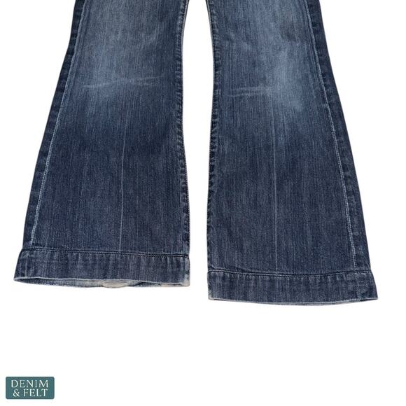 7 For All Mankind Dojo Flare Jeans Medium Wash Wide Leg Iconic Modern Denim Fit - Picture 12 of 14